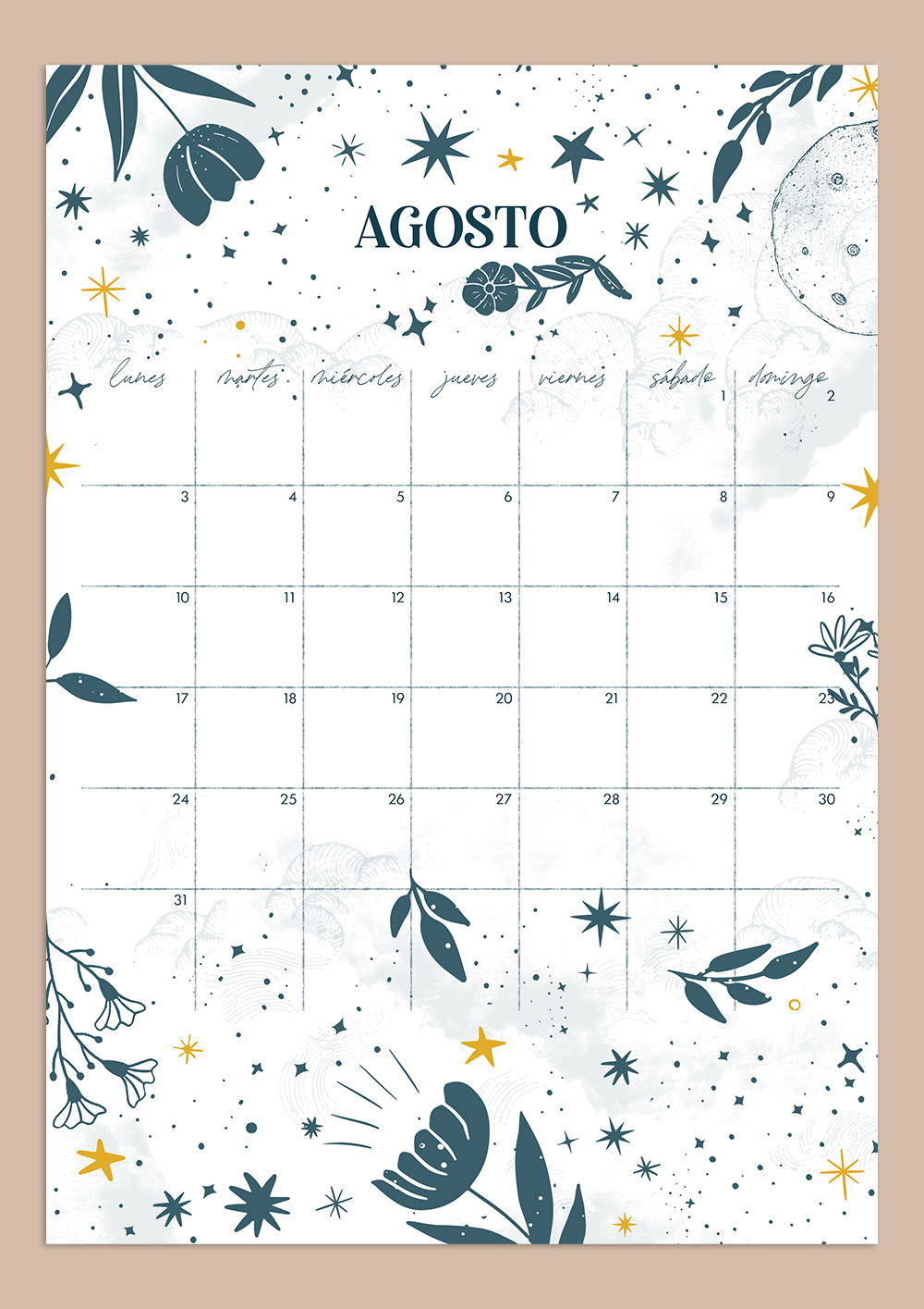 El Calendario De Agosto calendario de agosto: imprimible y fondo - | MLC Estudio