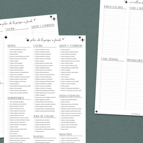 planificadores de limpieza imprimibles